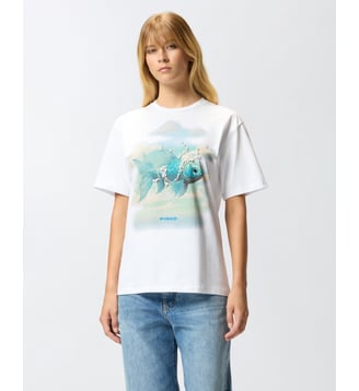 T-shirt imprimé avec appliqués - Pinko - Blanc et blanche neige