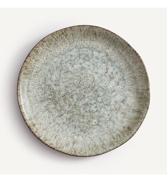 Lot de 4 assiettes plates, en grès émaillé réactif - AM.PM - Vert de gris