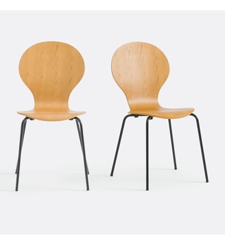Lot de 2 chaises empilables - La Redoute Interieurs - Teinté chêne