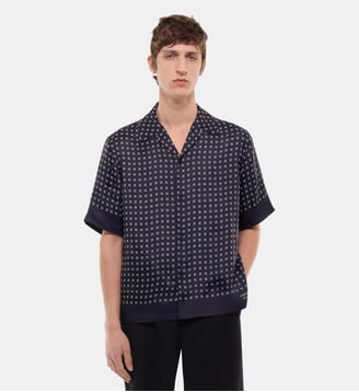 Chemise à motif géométrique en viscose - Fursac - Marine