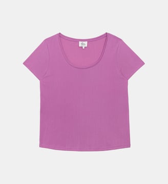 T-shirt manches courtes col rond uni TIANA - La Petite Etoile - Rose