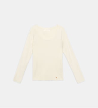 Pull col rond uni MANAT - La Petite Etoile - Écru