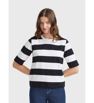 t-shirt en coton à rayures - Agnès b. - Noir et blanc