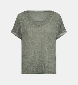 T-shirt V ample en lin - Gerard Darel - Vert kaki