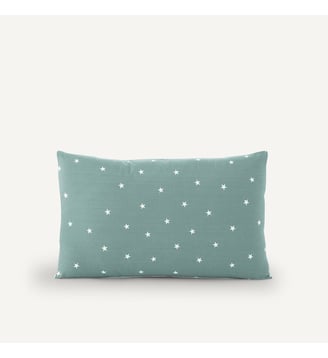 Taie d'oreiller bébé coton - AM.PM - Bleu céladon et écru