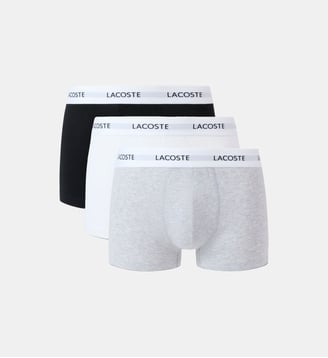 Lot de 3 boxers signature en coton stretch - Lacoste - Noir et blanc et gris chiné