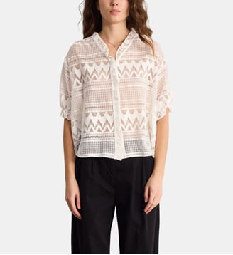 Chemise en dentelle à manches courtes - CAMIE Pablo