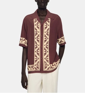 Chemise fluide à imprimé contrasté - Sandro - Chocolat