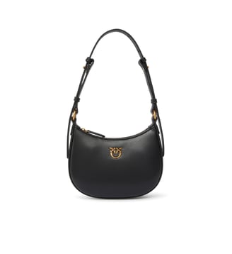 Sac porté épaule baby half moon en cuir - Pinko - Noir or antique