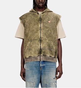 Sweat à capuche avec effet délavé et logo Diesel - Diesel - Marron clair