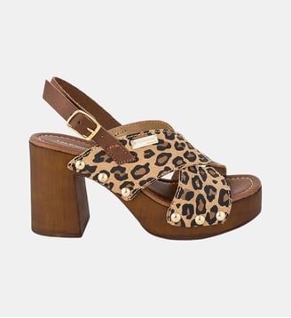 Sandales à talons larges en cuir PALOMA - Les Tropeziennes par M. Belarbi - Léopard
