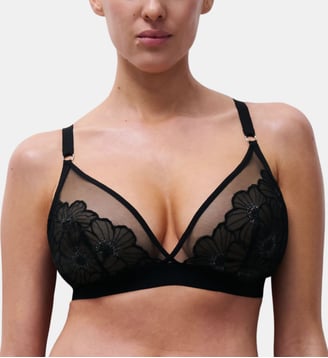 Soutien-gorge sans armature triangle broderie florale - Chantelle Pulp - Bleu et beige