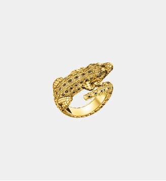 Bague crocodile dorée ornée de gemmes noires - Thomas Sabo - Or