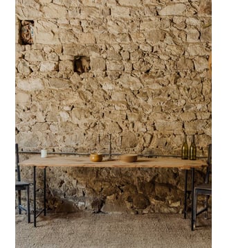 Table à manger en bois et métal noir Romy N°1366- Produit chiné - Debongout - Bois clair
