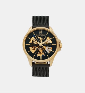 Montre automatique Round Noir MOW404 - Montignac - Doré