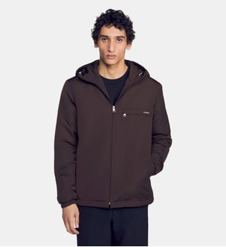Blouson zippé à capuche - Sandro - Taupe et kaki