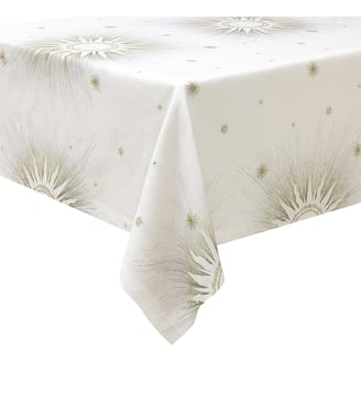 Nappe imprimée en lin, POUSSIÈRE D'ÉTOILE - Alexandre Turpault - Blanc
