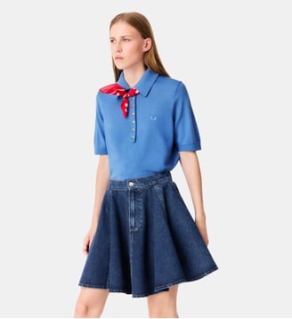 Jupe courte évasée en denim - Maje - Bleu