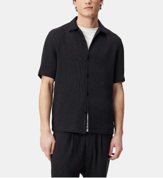 Chemise regular tissu plissé - Ikks - Noir