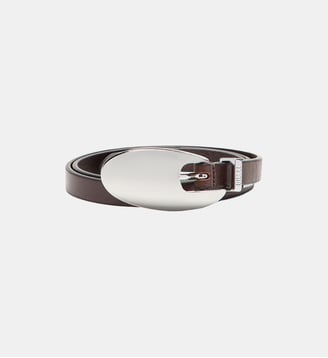 Ceinture en cuir de 1,5 cm avec boucle sculpturale - Diesel - Marron