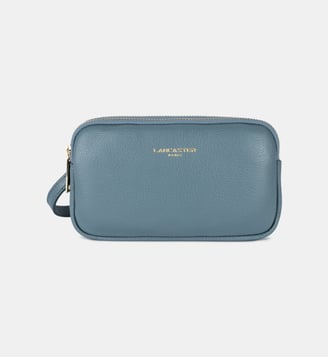 Double pochette Dune en cuir - Lancaster - Bleu argile