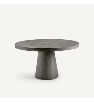 Table de jardin ronde, en rockstone, 6 personnes - AM.PM - Gris beton