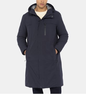 Blouson long outdoor à capuche - Schott - Bleu marine