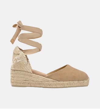 Espadrilles compensées à lacets avec plateforme tressée CARINA - Castaner - Sable