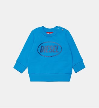 Sweat-shirt à col rond avec logo - Diesel Kids - Bleu turquoise