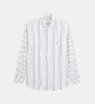 Chemise manches longues coton rayures tennis - Serge Blanco - Blanc