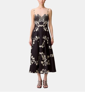 Robe bretelles broderies florales - Claudie Pierlot - Print fonce
