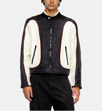 Veste biker color-block avec passepoil - Diesel - Blanc et noir