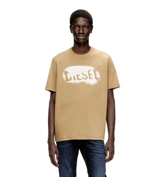 T-shirt en coton léger avec logo délavé - Diesel - Beige
