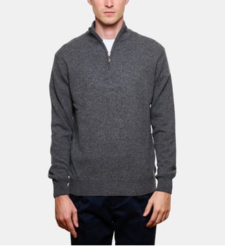 Pull à col zippé en cachemire anthracite - Atelier Privé - Gris anthracite