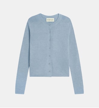 Cardigan droit en cachemire et soie - Bompard - Bleu glacier