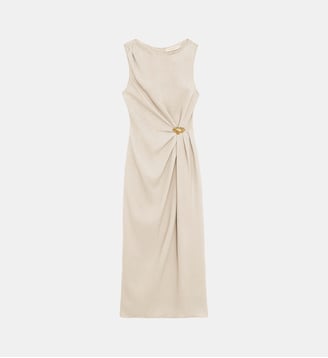 Robe  midi asymétrique  uni ROSA - La Petite Etoile - Beige