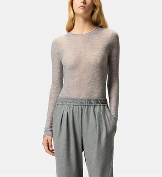 Pull col rond à paillettes - Pinko - Gris bruine