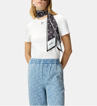 T-shirt avec foulard logo love birds - Pinko - Blanc et noir