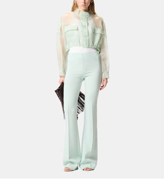 Caban cropped en organza de pure soie - Pinko - Vert
