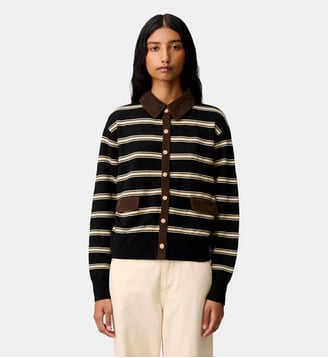 Cardigan rayé - Claudie Pierlot - Noir