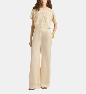 Pantalon marajo en viscose cady couleur uni - Momonì - Blanc