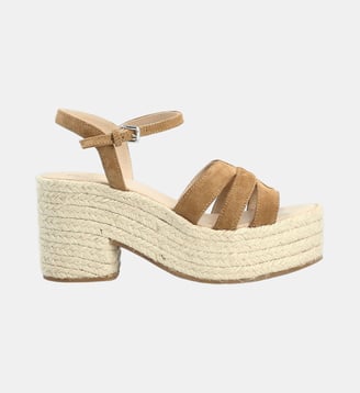 Sandale corde eleonore - cuir velours - Colisée Paris - Camel