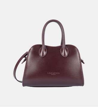 Mini sac à main Box Hopper en cuir - Lancaster - Bordeaux foncé