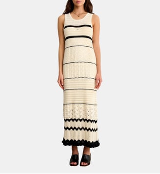 robe longue en crochet - assia - Pablo - Écru