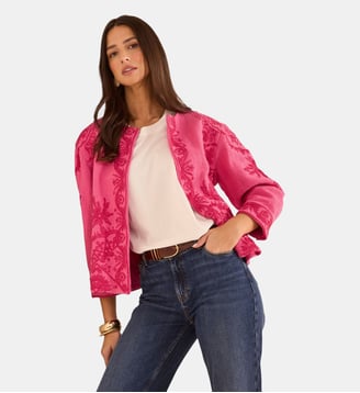 Veste Brodée À Manches Longues En Coton Valma - Maison 123 - Fuchsia