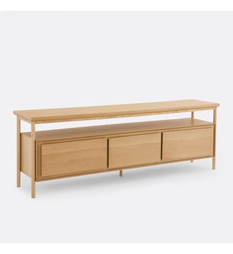 Meuble TV 3 tiroirs 180 cm, plaqué chêne - La Redoute Interieurs - Chêne