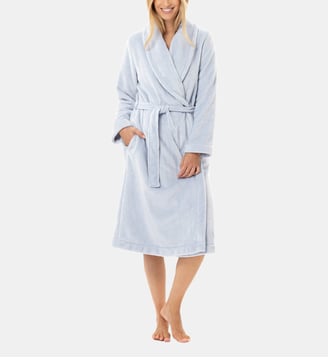 Peignoir croisé en peluche flanelle ESSENTIEL H61B - Lingerie Le Chat - Bleu