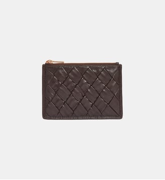 Porte monnaie en cuir tréssé noir - Vanessa Bruno - Chocolat