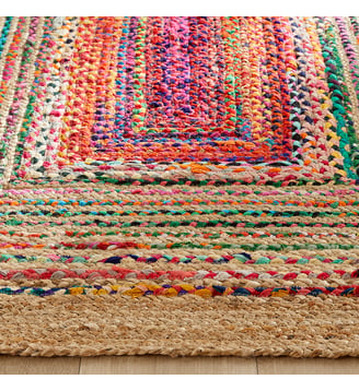 Tapis rectangulaire, fait main, en jute et coton recyclé - AM.PM - Multicolore