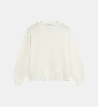 Pull ample en laine et dentelle - RIVIERA - Gerard Darel - Écru